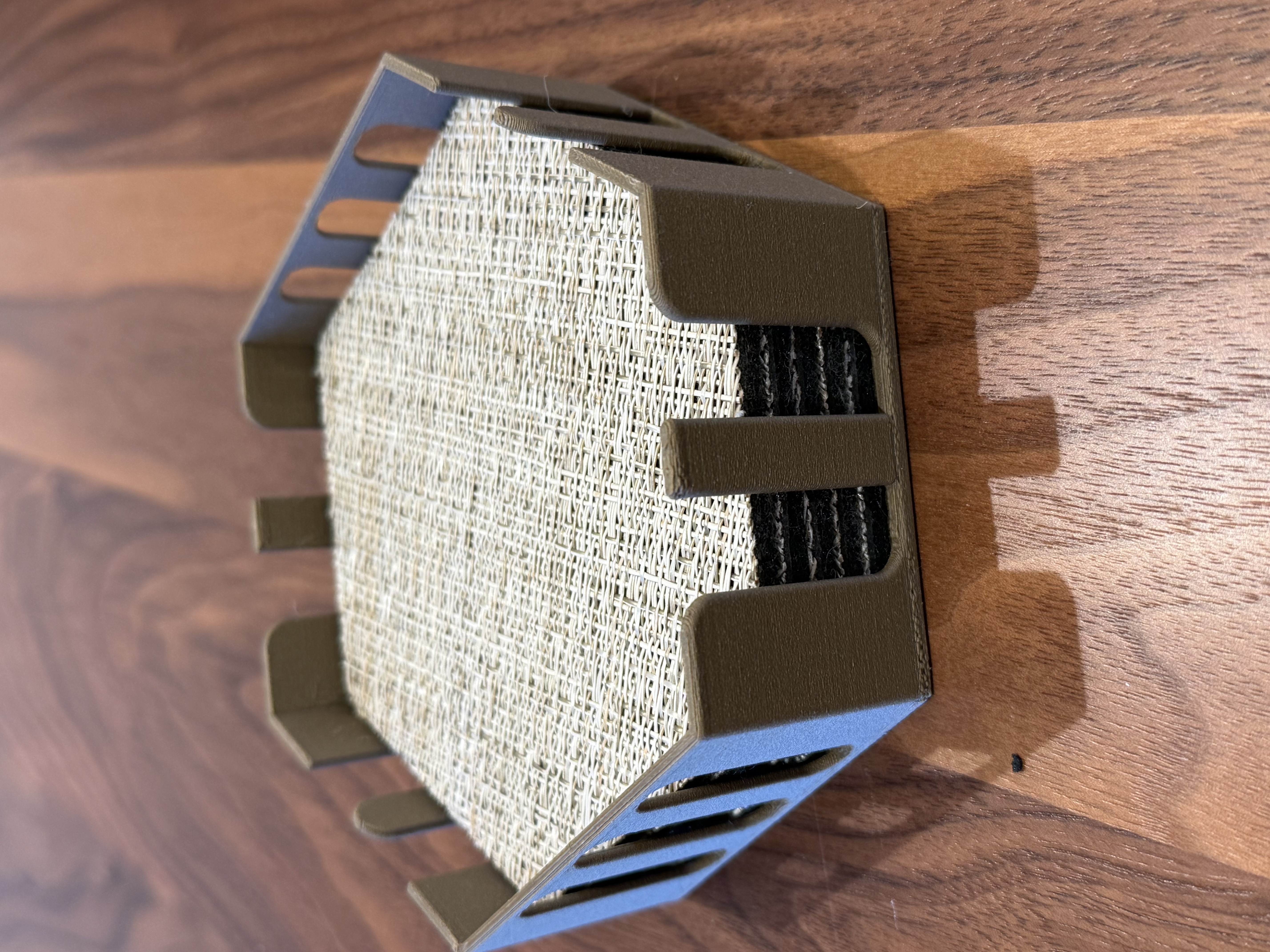 Hexagonal coaster holder angled