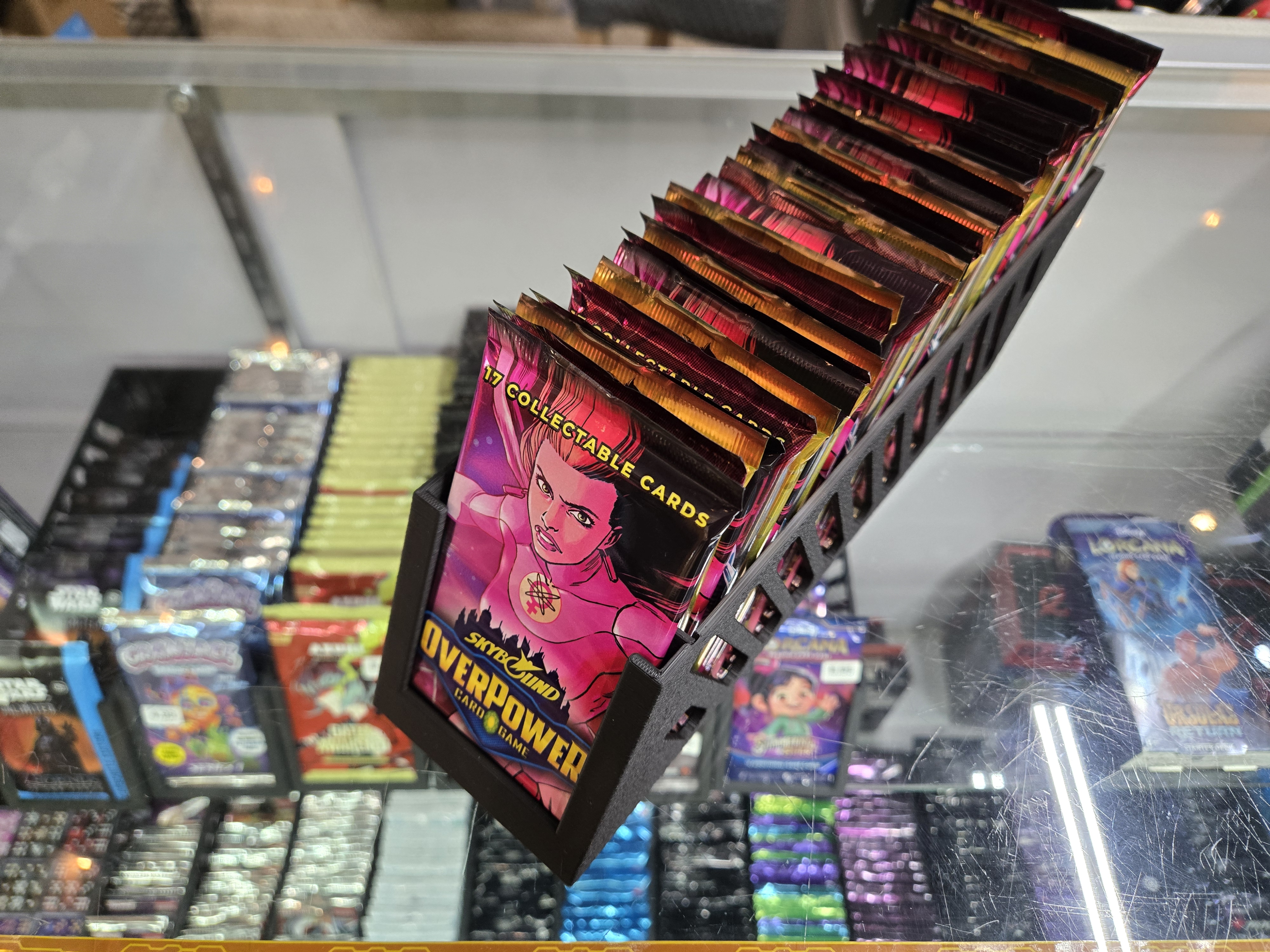 Card holder with a pack pulled out